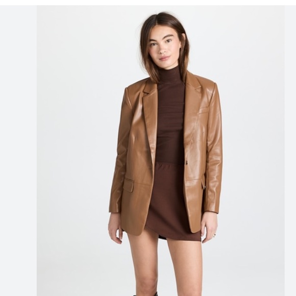 English Factory Jackets & Blazers - ENGLISH FACTORY FAUX LEATHER BLAZER - XS